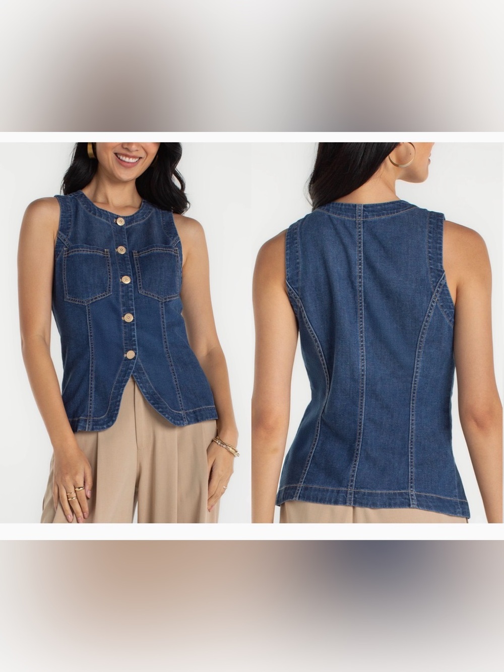 Liverpool LA split front denim vest